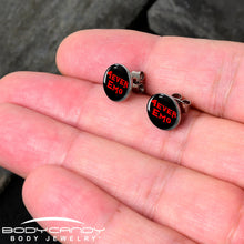 将图片加载到图库查看器，Black Red 4 Ever Emo Stud Earrings by Onyx O
