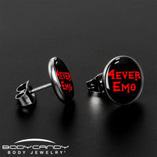 将图片加载到图库查看器，Black Red 4 Ever Emo Stud Earrings by Onyx O
