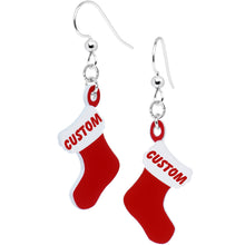 将图片加载到图库查看器，Custom Holiday Christmas Stocking Personalized Name Fishhook Earrings
