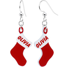 将图片加载到图库查看器，Custom Holiday Christmas Stocking Personalized Name Fishhook Earrings

