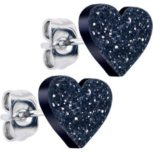 Load image into Gallery viewer, Glitter Heart Stud Earrings - Hypoallergenic
