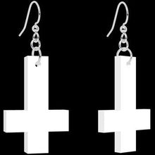 将图片加载到图库查看器，White Inverted Cross Dangle Earrings
