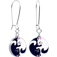 Load image into Gallery viewer, Cute Kitty Cat Yin Yang Dangle Earrings by Onyx O
