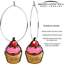 Load image into Gallery viewer, Valentine Cupcake Hoop Earrings by Onyx O
