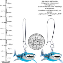 Load image into Gallery viewer, Acrylicious Attack Swimming Shark Dangle  Earrings by Onyx O
