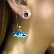 Load image into Gallery viewer, Acrylicious Attack Swimming Shark Dangle  Earrings by Onyx O
