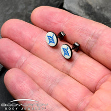 Load image into Gallery viewer, Black Anodized Evil Eye Glow in the Dark Stud Earrings by Onyx O
