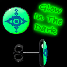 Load image into Gallery viewer, Black Anodized Evil Eye Glow in the Dark Stud Earrings by Onyx O
