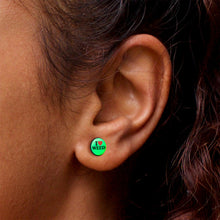 Load image into Gallery viewer, Black Anodized I Love Weed Glow in the Dark Stud Earrings by Onyx O
