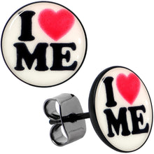 Load image into Gallery viewer, Black Anodized Steel Glow in the Dark Stud Earrings by Onyx O
