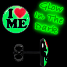 Load image into Gallery viewer, Black Anodized Steel Glow in the Dark Stud Earrings by Onyx O
