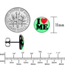 Load image into Gallery viewer, Black Anodized Steel Glow in the Dark Stud Earrings by Onyx O

