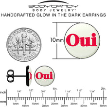 Load image into Gallery viewer, Black Anodized OUI Glow in the Dark Stud Earrings by Onyx O
