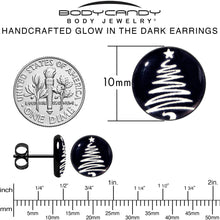 Load image into Gallery viewer, Black Anodized Glow in the Dark Holiday Christmas Tree Stud Earrings by Onyx O
