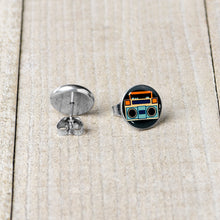 将图片加载到图库查看器，Retro Boombox Stud Earrings by Onyx O
