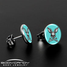 Load image into Gallery viewer, Bunny and Crossbones Stud Earrings by Onyx O
