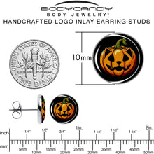 Load image into Gallery viewer, Orange Pumpkin Cat Jack-O-Lantern Stud Earrings by Onyx O

