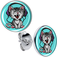 Load image into Gallery viewer, Heavy Metal Kitty Cat Stud Earrings by Onyx O
