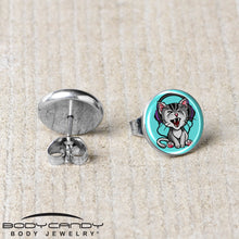 Load image into Gallery viewer, Heavy Metal Kitty Cat Stud Earrings by Onyx O
