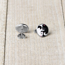 Load image into Gallery viewer, Cute Kitty Cat Yin Yang Stud Earrings by Onyx O
