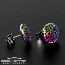 Load image into Gallery viewer, Rainbow Cheetah Print Stud Earrings by Onyx O
