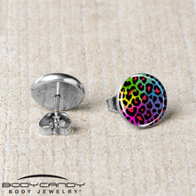 Load image into Gallery viewer, Rainbow Cheetah Print Stud Earrings by Onyx O
