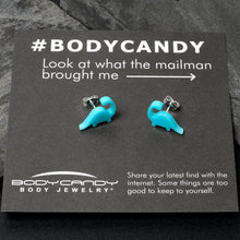 将图片加载到图库查看器，Blue Acrylic Brontosaurus Dinosaur Stud Earrings
