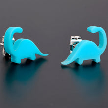 将图片加载到图库查看器，Blue Acrylic Brontosaurus Dinosaur Stud Earrings
