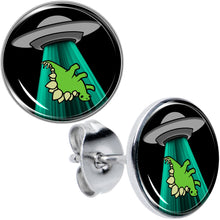 将图片加载到图库查看器，Alien UFO Dinosaur Abduction Stud Earrings Set by Onyx O
