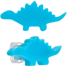 Load image into Gallery viewer, Blue Acrylic Stegosaurus Dinosaur Stud Earrings
