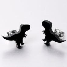 Load image into Gallery viewer, Black Acrylic Tyrannosaurus Rex Dinosaur Stud Earrings
