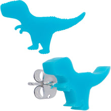 Load image into Gallery viewer, Blue Acrylic Tyrannosaurus Rex Dinosaur Stud Earrings

