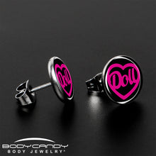 Load image into Gallery viewer, Hollow Heart Doll Word Stud Earrings by Onyx O
