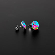 Load image into Gallery viewer, Rainbow Sea Floating Flamingo Stud Earrings by Onyx O
