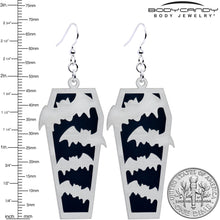 Load image into Gallery viewer, Glowing Bats Coffin Glow in the Dark Dangle Earrings by Onyx O
