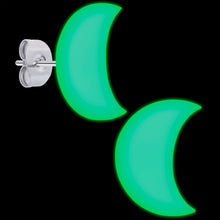 Load image into Gallery viewer, Crescent Moon Glow in the Dark Stud Earrings by Onyx O
