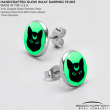 将图片加载到图库查看器，Mystic Kitty Cat Glow in the Dark Stud Earrings by Onyx O
