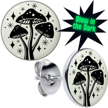 Load image into Gallery viewer, Mystic Mushroom Glow in the Dark Stud Earrings by Onyx O
