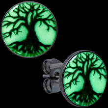 Load image into Gallery viewer, Stainless Steel Tree of Life Glow in the Dark Stud Earrings by Onyx O
