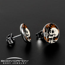 Load image into Gallery viewer, Peace Sign Skeleton Stud Earrings by Onyx O
