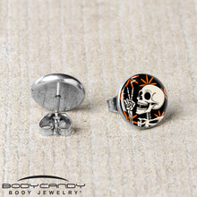 Load image into Gallery viewer, Peace Sign Skeleton Stud Earrings by Onyx O
