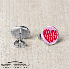 将图片加载到图库查看器，Retro Text Hate You Stud Earrings by Onyx O
