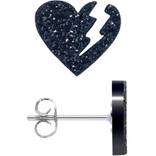 将图片加载到图库查看器，Glitter Heartbreaker Broken Heart Stud Earrings
