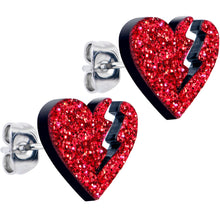 将图片加载到图库查看器，Glitter Heartbreaker Broken Heart Stud Earrings
