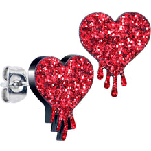 将图片加载到图库查看器，Glitter Melting Heart Stud Earrings
