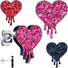 将图片加载到图库查看器，Glitter Melting Heart Stud Earrings
