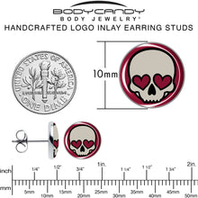 将图片加载到图库查看器，Valentine Heart Skull Stud Earrings
