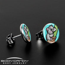将图片加载到图库查看器，Cute Biting Baby Hippo Stud Earrings
