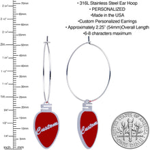 将图片加载到图库查看器，Custom Red Holiday Ornament Personalized Hoop Earrings
