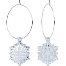 将图片加载到图库查看器，Ice Clear Winter Snowflake Hoop Earrings
